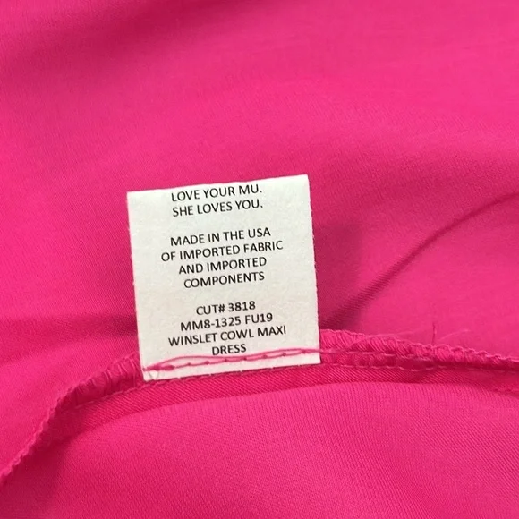 Show Me Your MuMu hot pink Winslet cowl neck slip gown size large - Picture 16 of 16